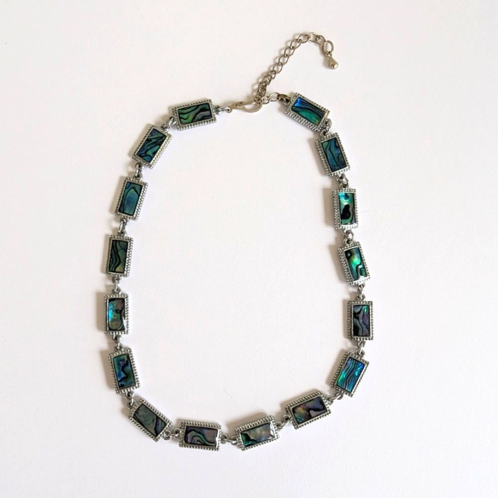 Abolone Shell Adjustable Rectangular Link Choker … - image 3